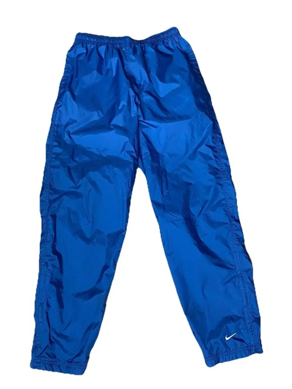 Vintage 1990s Nike Track Pants Blue Athletic Style Nylon Joggers Size Large